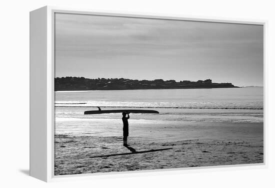 Surfer Holding Board Newport Rhode Island-null-Framed Stretched Canvas