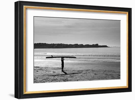 Surfer Holding Board Newport Rhode Island-null-Framed Photo