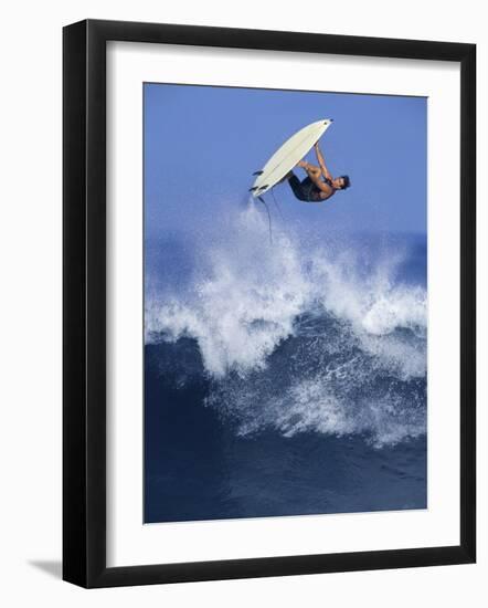 Surfer in Midair-null-Framed Photographic Print