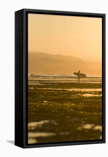 Surfer In Santa Cruz, CA-Justin Bailie-Framed Premier Image Canvas