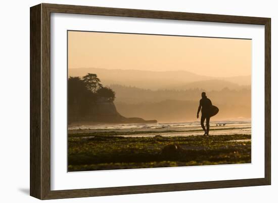 Surfer In Santa Cruz, CA-Justin Bailie-Framed Photographic Print