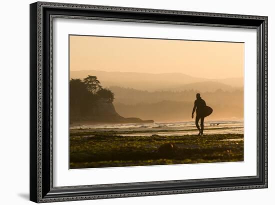 Surfer In Santa Cruz, CA-Justin Bailie-Framed Photographic Print