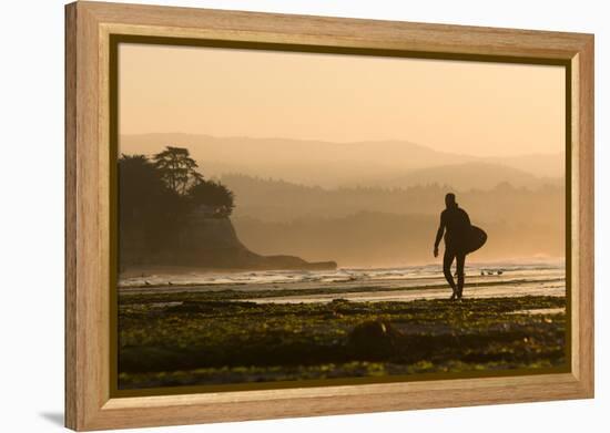 Surfer In Santa Cruz, CA-Justin Bailie-Framed Premier Image Canvas