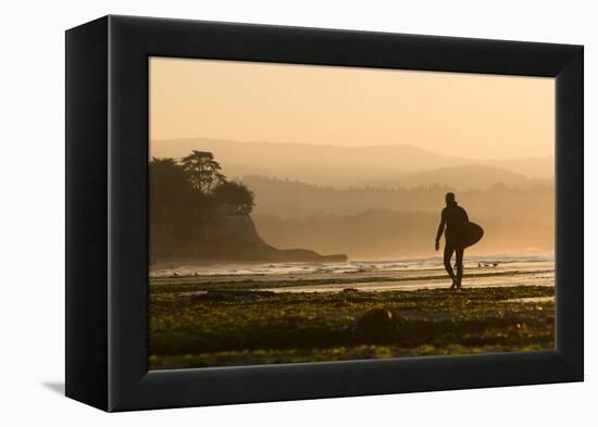 Surfer In Santa Cruz, CA-Justin Bailie-Framed Premier Image Canvas