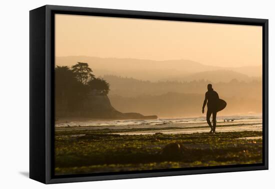 Surfer In Santa Cruz, CA-Justin Bailie-Framed Premier Image Canvas