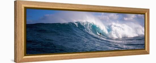 Surfer in the Sea, Maui, Hawaii, USA-null-Framed Premier Image Canvas