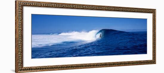 Surfer in the Sea, Tahiti, French Polynesia-null-Framed Photographic Print