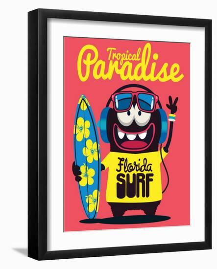 Surfer Monster-braingraph-Framed Art Print