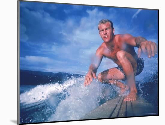 Surfer Nick Beck Riding His Surfboard in the Waters Off Hawaii-George Silk-Mounted Photographic Print