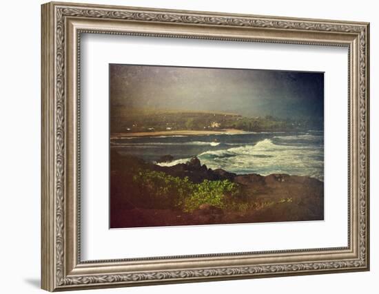 Surfer on a Waverunner in the Water at Hookipa Beach in Maui with the West Maui Mountains-pdb1-Framed Photographic Print