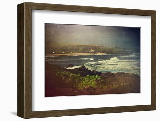 Surfer on a Waverunner in the Water at Hookipa Beach in Maui with the West Maui Mountains-pdb1-Framed Photographic Print