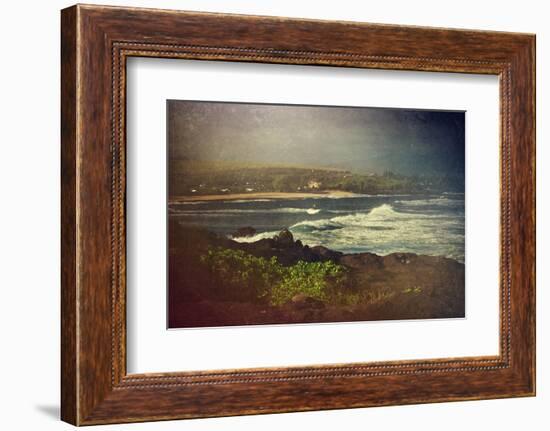 Surfer on a Waverunner in the Water at Hookipa Beach in Maui with the West Maui Mountains-pdb1-Framed Photographic Print