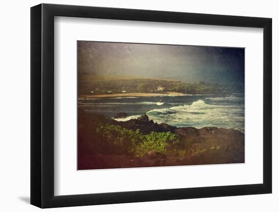 Surfer on a Waverunner in the Water at Hookipa Beach in Maui with the West Maui Mountains-pdb1-Framed Photographic Print