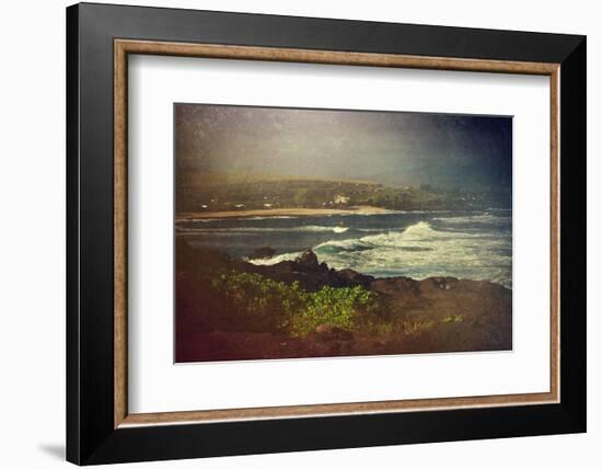 Surfer on a Waverunner in the Water at Hookipa Beach in Maui with the West Maui Mountains-pdb1-Framed Photographic Print