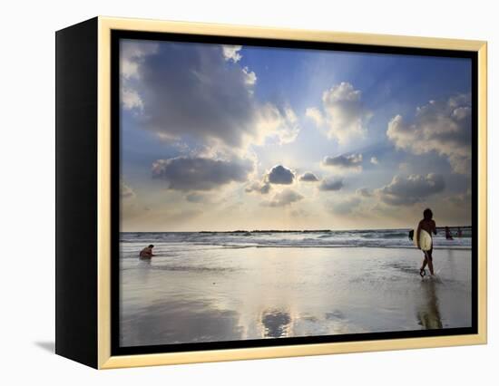 Surfer on City Beach, Tel Aviv, Israel-Michele Falzone-Framed Premier Image Canvas