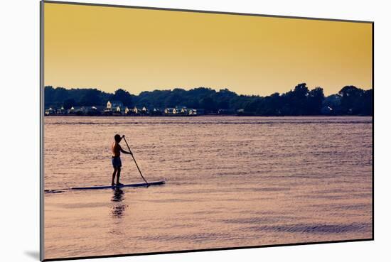 Surfer Paddling Shelter Island NY Color-null-Mounted Photo