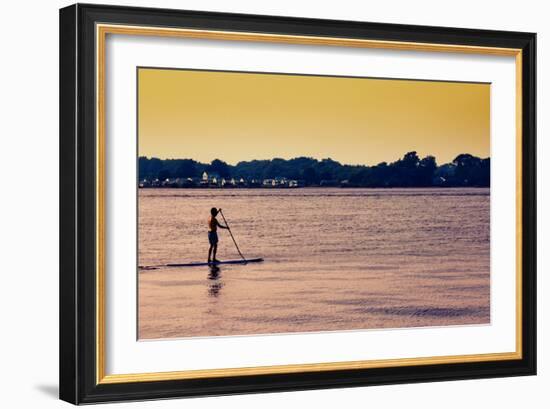 Surfer Paddling Shelter Island NY Color-null-Framed Photo