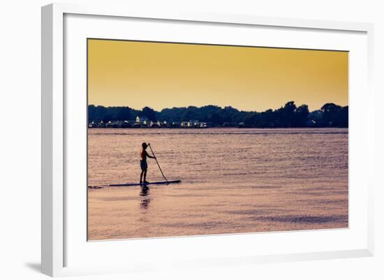 Surfer Paddling Shelter Island NY Color-null-Framed Photo