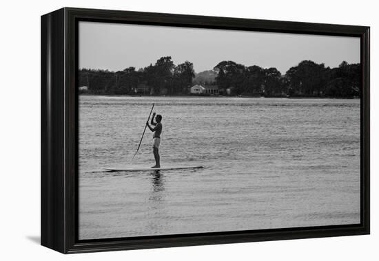 Surfer Paddling Shelter Island NY-null-Framed Stretched Canvas