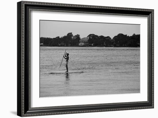 Surfer Paddling Shelter Island NY-null-Framed Photo