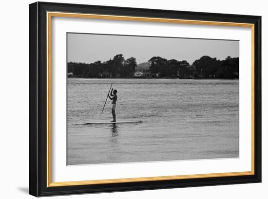 Surfer Paddling Shelter Island NY-null-Framed Photo