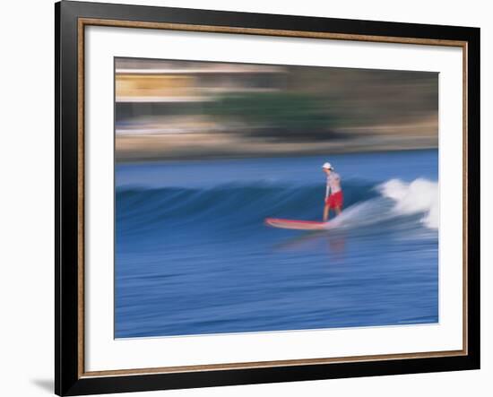 Surfer Rides Waves in the Pacific Ocean, Sayulita, Nayarit, Mexico-Merrill Images-Framed Photographic Print