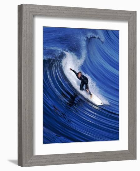 Surfer Riding a Wave-David Pu'u-Framed Photographic Print