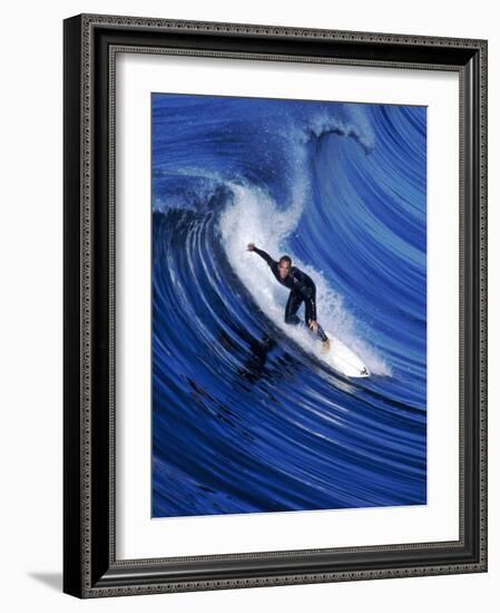 Surfer Riding a Wave-David Pu'u-Framed Photographic Print