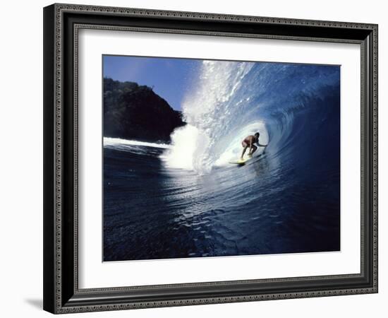 Surfer Riding a Wave-null-Framed Photographic Print