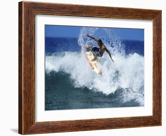 Surfer Riding a Wave-null-Framed Photographic Print