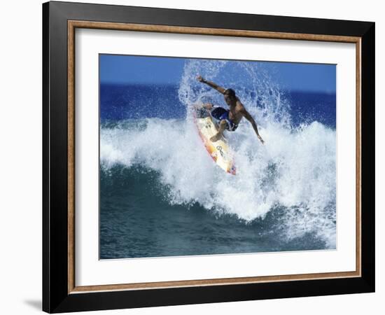 Surfer Riding a Wave-null-Framed Photographic Print