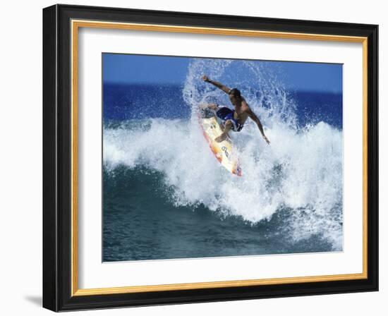 Surfer Riding a Wave-null-Framed Photographic Print