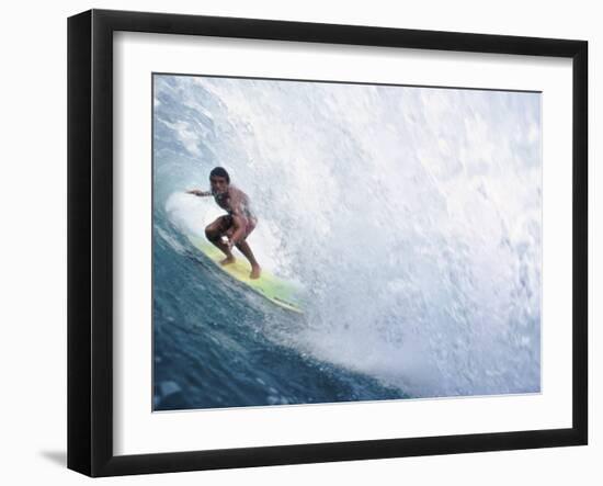 Surfer Riding a Wave-null-Framed Photographic Print