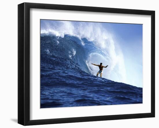 Surfer Riding a Wave-null-Framed Photographic Print