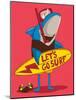 Surfer Shark Cartoon Character Design-braingraph-Mounted Art Print