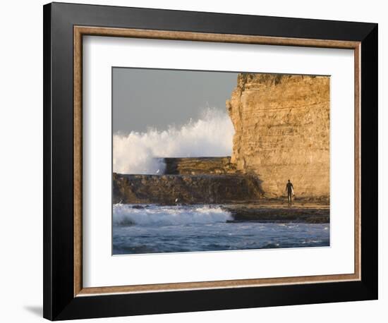 Surfer Sizing Up the Challenge, Santa Cruz Coast, California, USA-Tom Norring-Framed Photographic Print