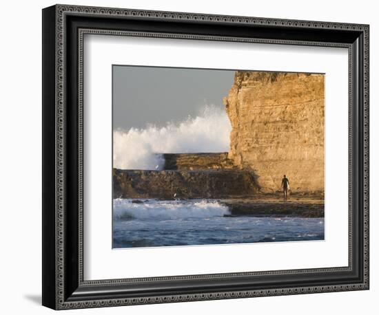 Surfer Sizing Up the Challenge, Santa Cruz Coast, California, USA-Tom Norring-Framed Photographic Print