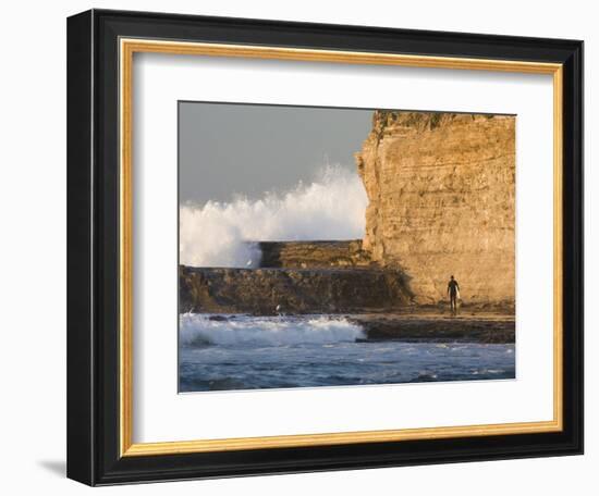 Surfer Sizing Up the Challenge, Santa Cruz Coast, California, USA-Tom Norring-Framed Photographic Print