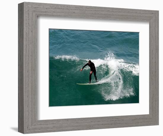 Surfer, St Clair Beach, Dunedin, New Zealand-David Wall-Framed Photographic Print