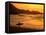 Surfer Standing at Waimea Bay at Sunset, Waimea, U.S.A.-Ann Cecil-Framed Premier Image Canvas