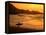 Surfer Standing at Waimea Bay at Sunset, Waimea, U.S.A.-Ann Cecil-Framed Premier Image Canvas