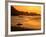 Surfer Standing at Waimea Bay at Sunset, Waimea, U.S.A.-Ann Cecil-Framed Photographic Print