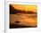 Surfer Standing at Waimea Bay at Sunset, Waimea, U.S.A.-Ann Cecil-Framed Photographic Print