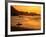 Surfer Standing at Waimea Bay at Sunset, Waimea, U.S.A.-Ann Cecil-Framed Photographic Print