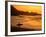 Surfer Standing at Waimea Bay at Sunset, Waimea, U.S.A.-Ann Cecil-Framed Photographic Print