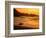 Surfer Standing at Waimea Bay at Sunset, Waimea, U.S.A.-Ann Cecil-Framed Photographic Print