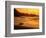 Surfer Standing at Waimea Bay at Sunset, Waimea, U.S.A.-Ann Cecil-Framed Photographic Print