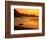 Surfer Standing at Waimea Bay at Sunset, Waimea, U.S.A.-Ann Cecil-Framed Photographic Print