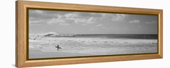 Surfer Standing on the Beach, North Shore, Oahu, Hawaii, USA-null-Framed Stretched Canvas