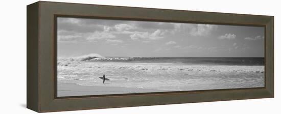 Surfer Standing on the Beach, North Shore, Oahu, Hawaii, USA-null-Framed Stretched Canvas